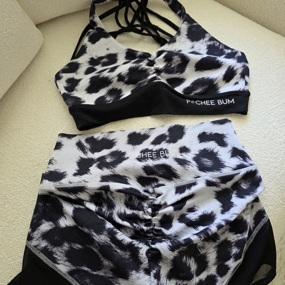 Black and White Patterned Athletic Shorts